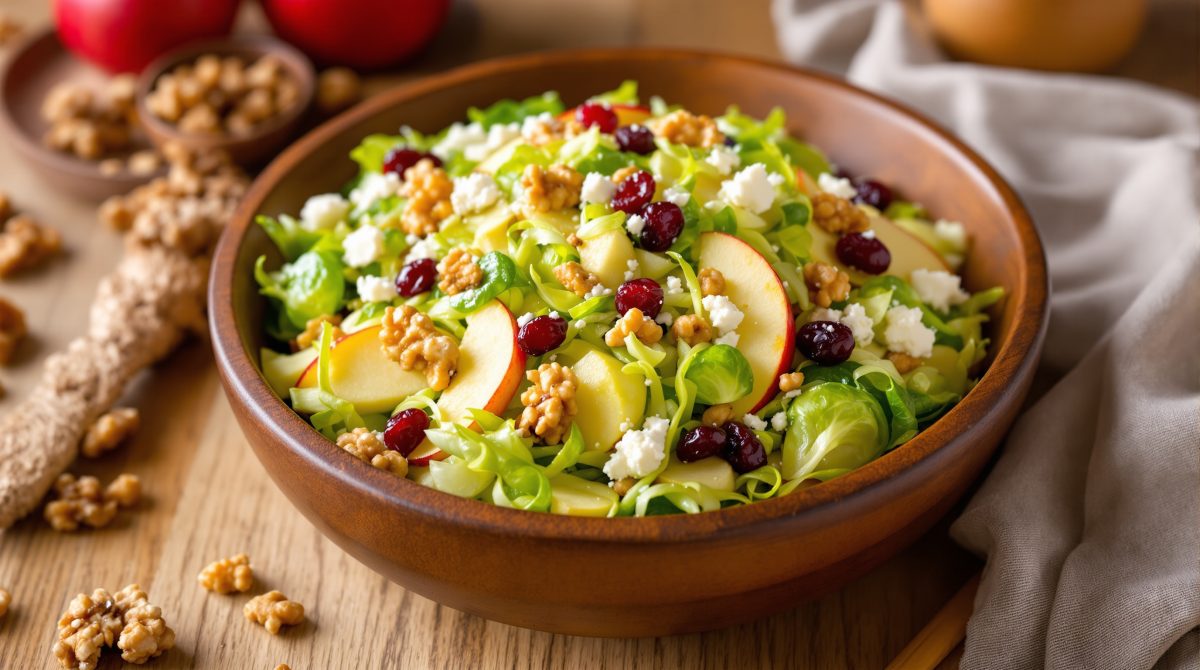 salat med rosenkål og æbler