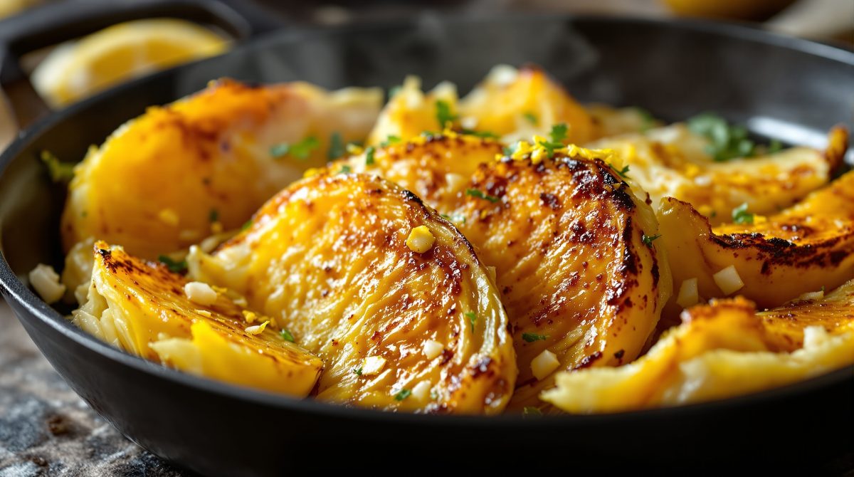 spidskål på panden med honning