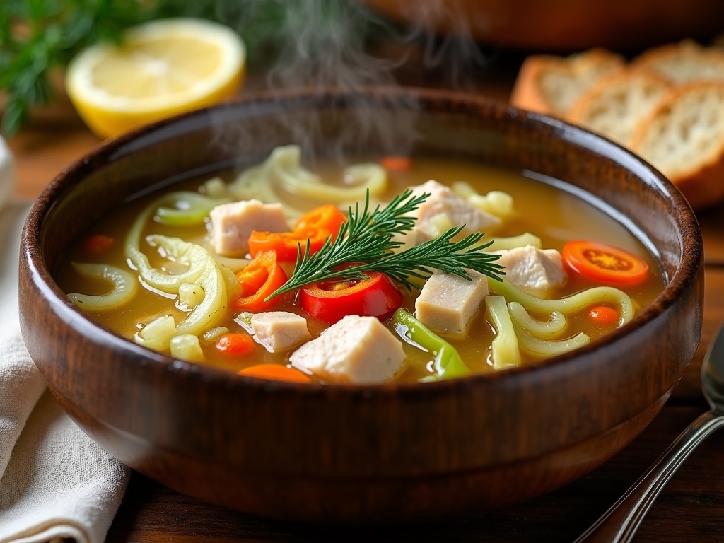 suppe med kylling og spidskål