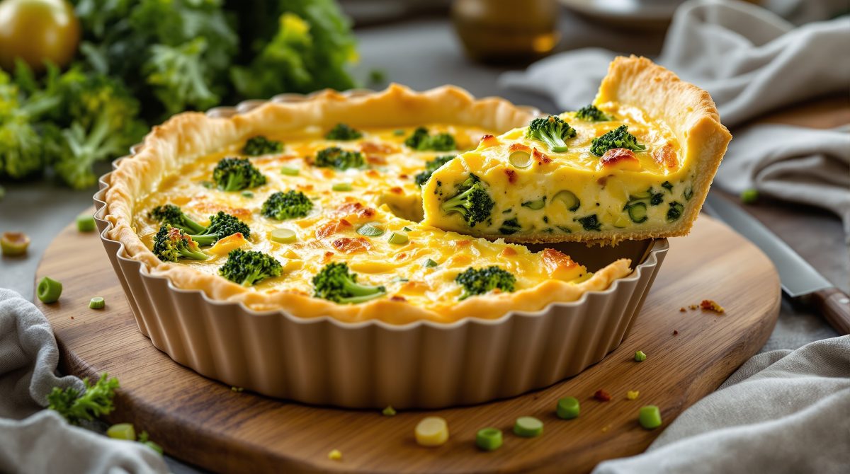 grøntsagstærte med broccoli og porre