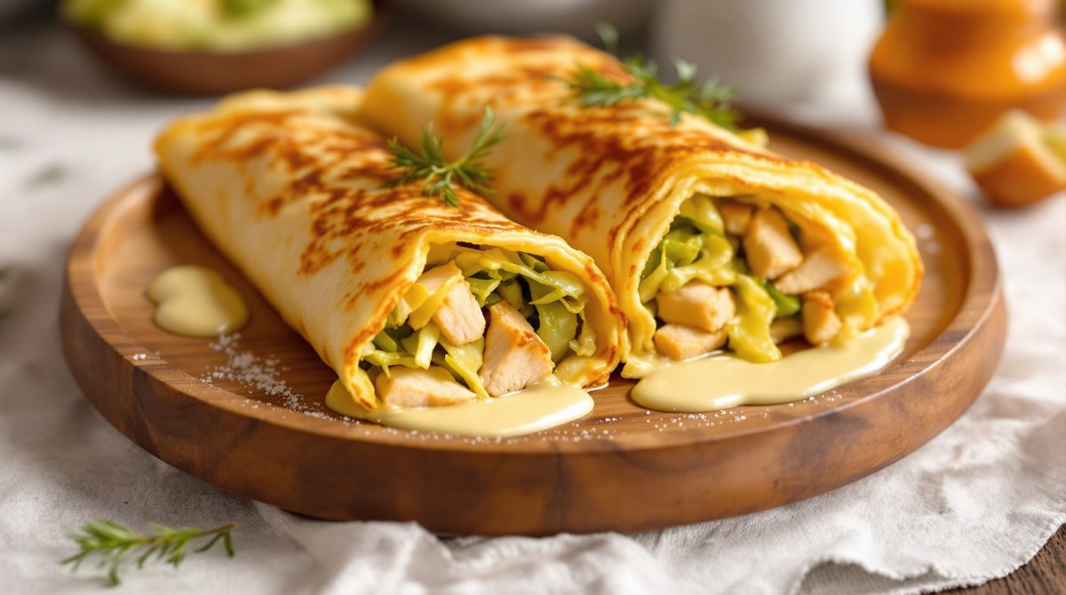 pandekager med kylling og spidskål