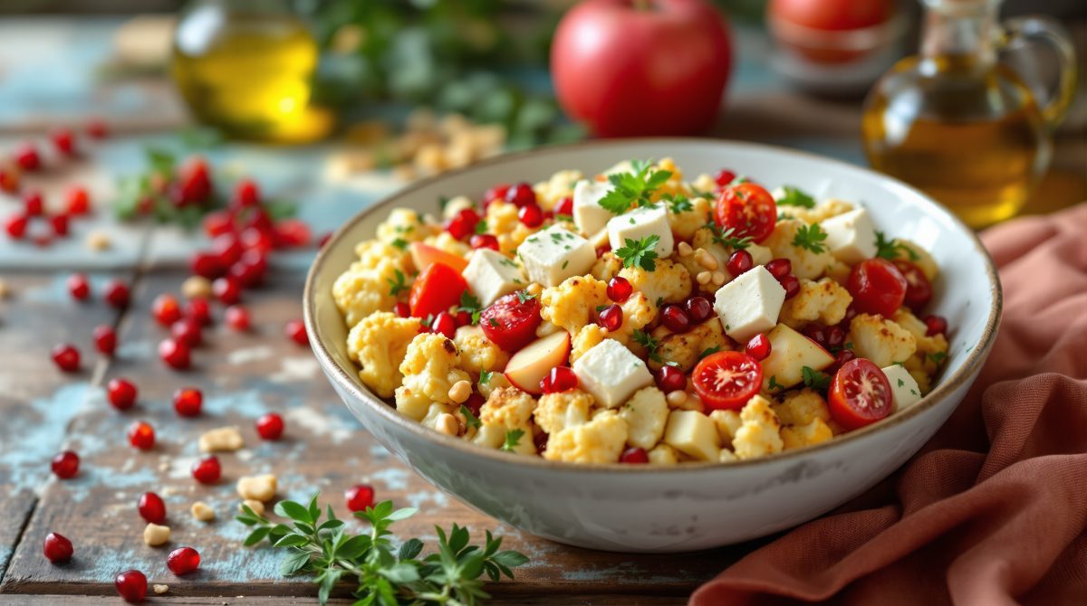 salat med blomkål og feta