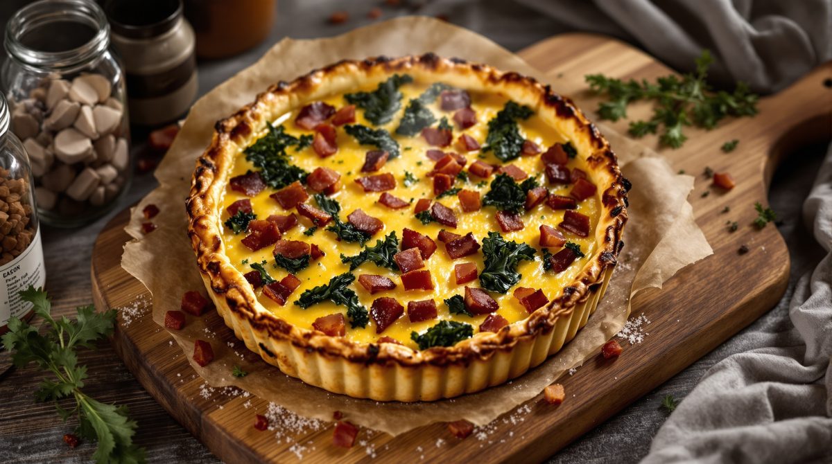 tærte med grønkål og bacon