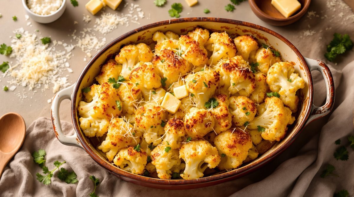 bagt blomkål med parmesan