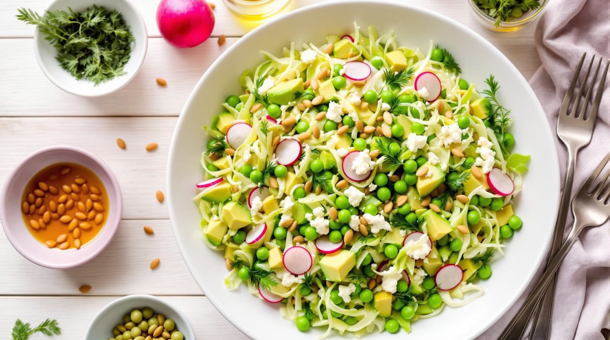 sommersalat med spidskål og ærter