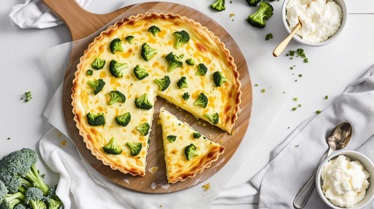 tærte med hytteost og broccoli