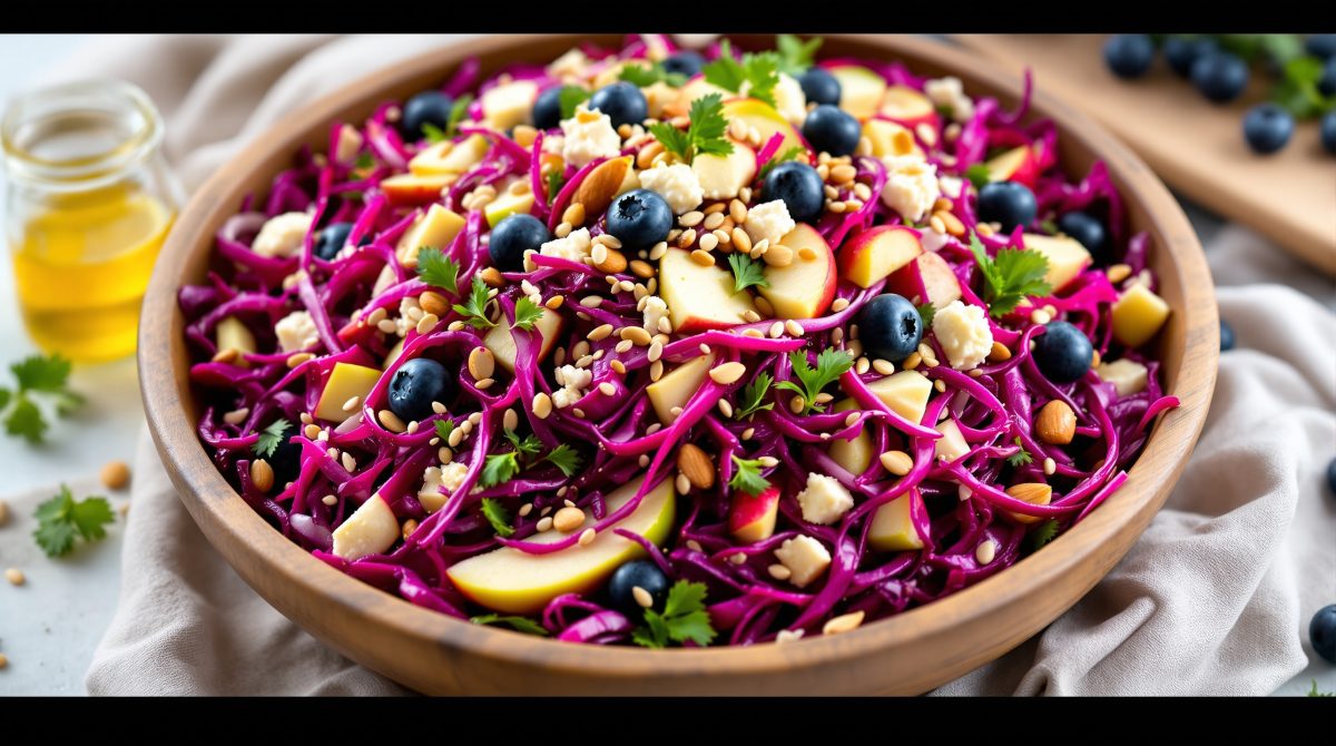 salat med rød spidskål og æbler