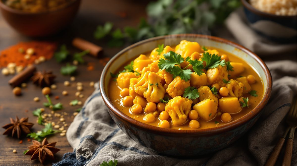 vegetarisk curry med blomkål
