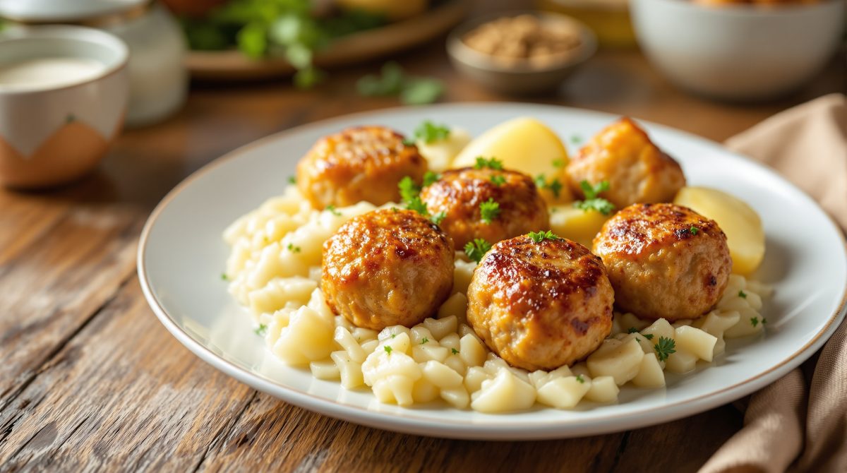 frikadeller med stuvet hvidkål