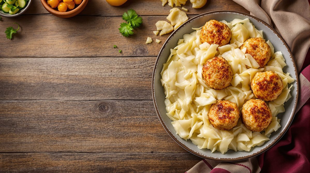 frikadeller med stuvet spidskål